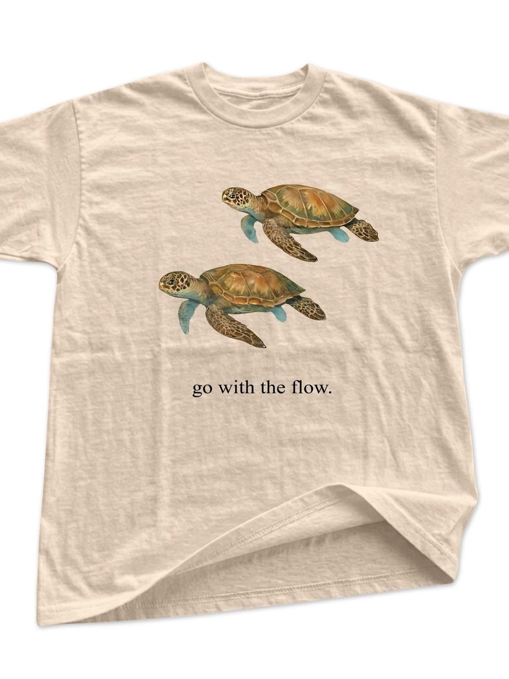 Gildan Cream Short Sleeve Tee with Sea Turtle Graphic
